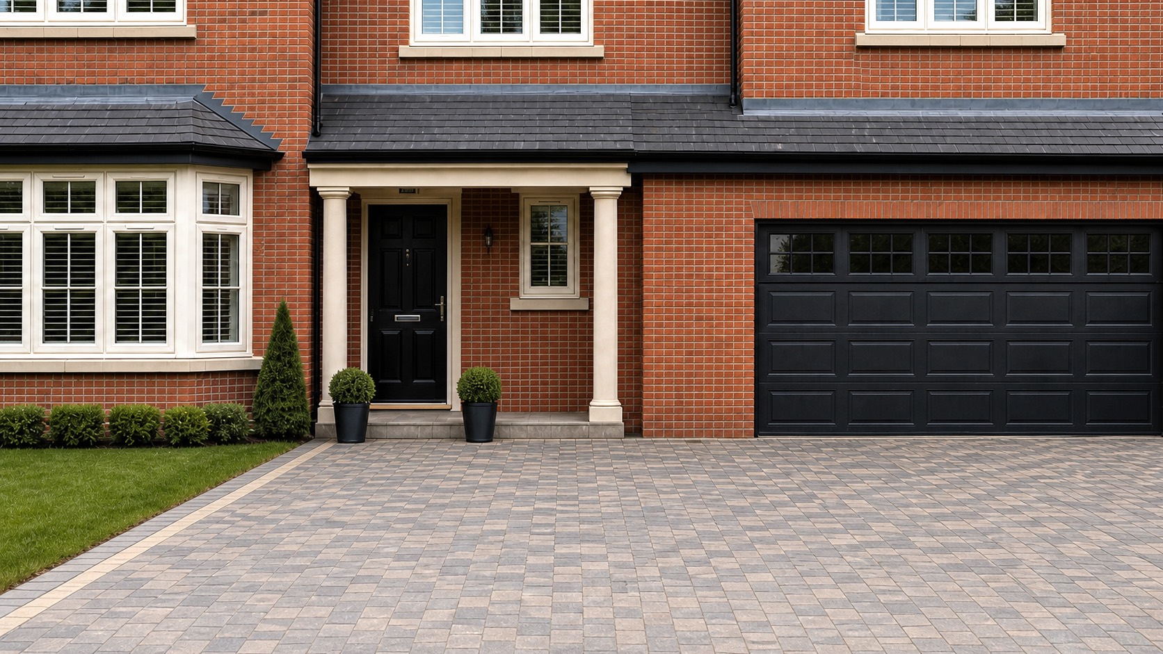 Closer approach to front door and garage